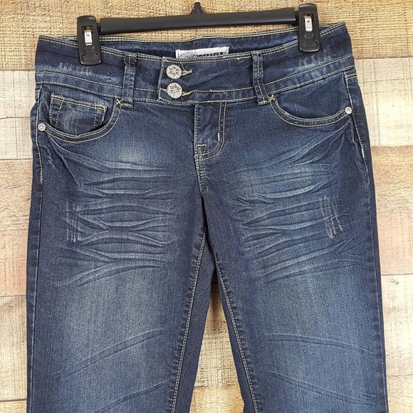 Wurl Jeans Juniors Size 7 Blue Denim Inseam 30 Bootcut - Picture 2 of 8